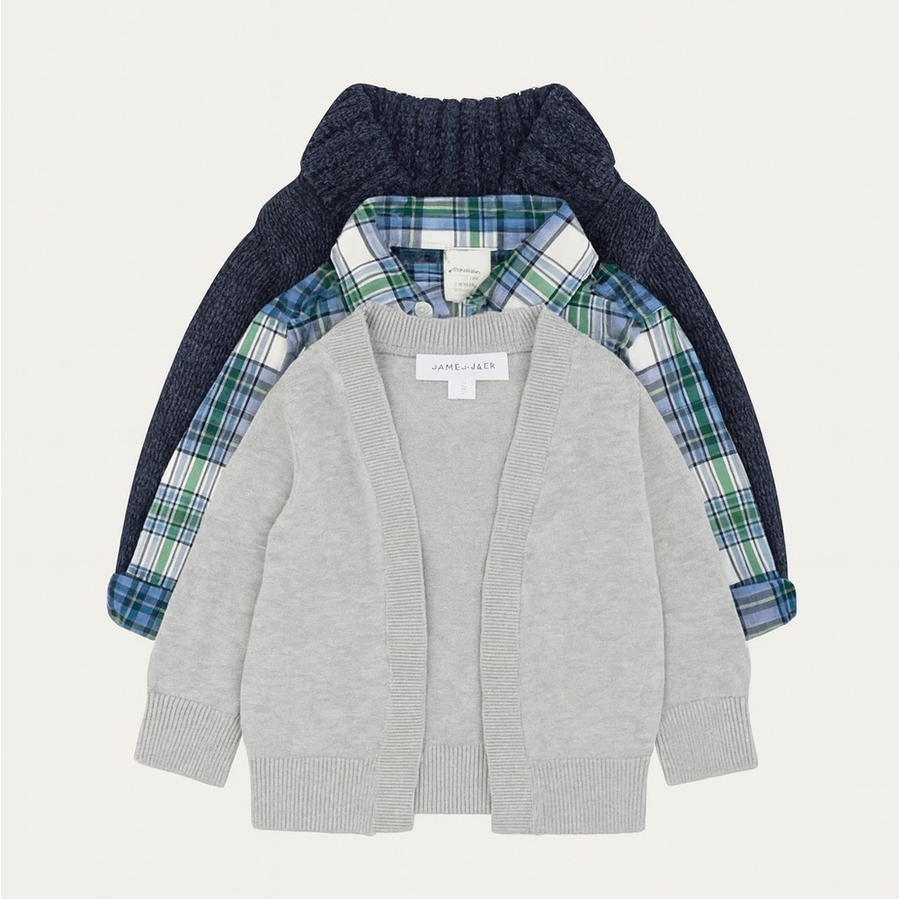 Janie and Jack Gray and Navy Sweater Set